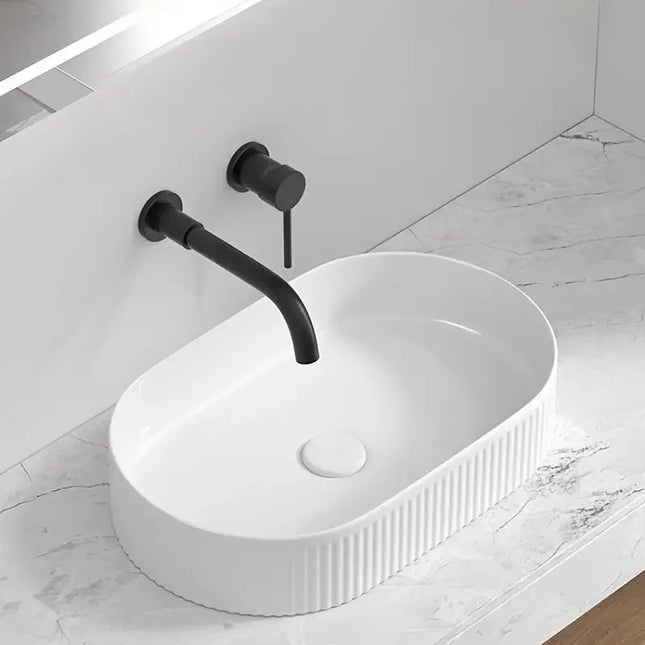 Shop1104633925 Elegant Silver Oval Ceramic Vessel Sink - Modern Design