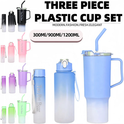 Shop1103833289 40oz Gradient Color Portable Cup Set with Straw, 3-Piec