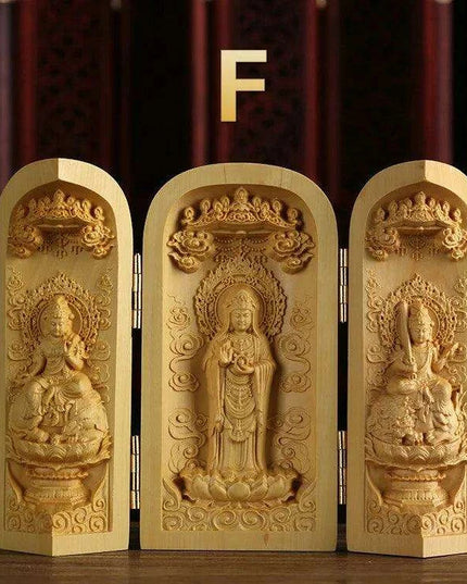 Exquisite Boxwood Carving of Thousand-Handed Guanyin with Elegant Packaging