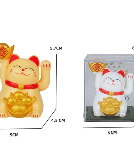 Solar-Powered Waving Lucky Cat Figurine - A Symbol of Joy and Good Fortune