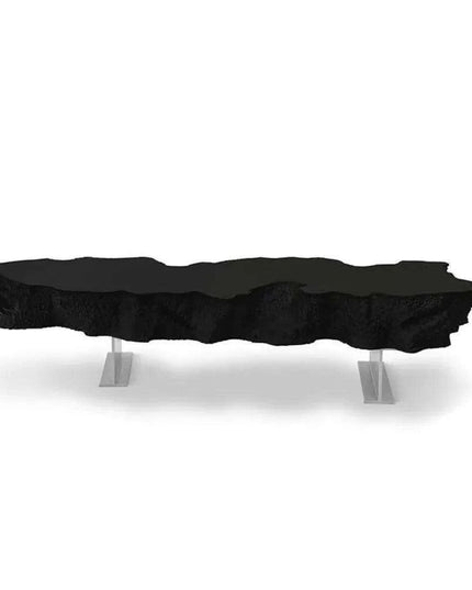 Sophisticated Black Irregular Coffee Table with Theater-Inspired Design - Vintage Breakfast and Living Room Accent Piece