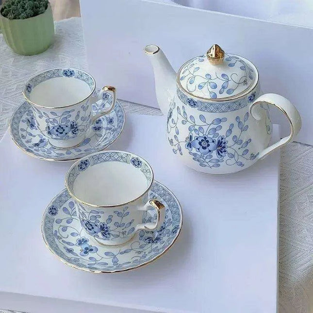 Charming Blue and White Japanese Porcelain Tea and Coffee Set
