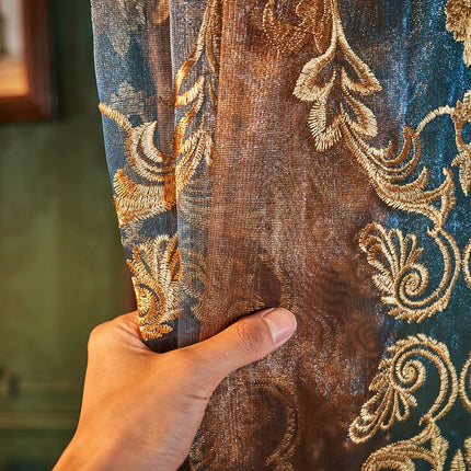 LEEJOOM Neoclassical Sheer Curtains with Hollowed Embroidery for Livin