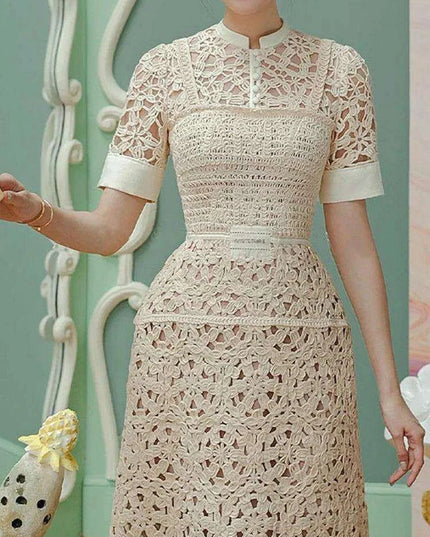 High Waist Lace Floral Evening Gown for Women
