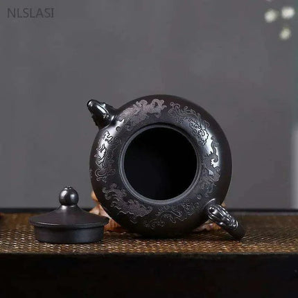 Handcrafted 200ml Authentic Zisha Black Mud Teapot - Premium Infuser for Discerning Tea Aficionados