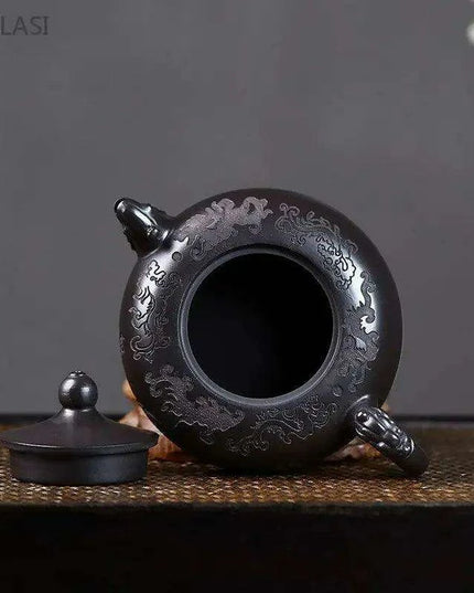 Handcrafted 200ml Authentic Zisha Black Mud Teapot - Premium Infuser for Discerning Tea Aficionados
