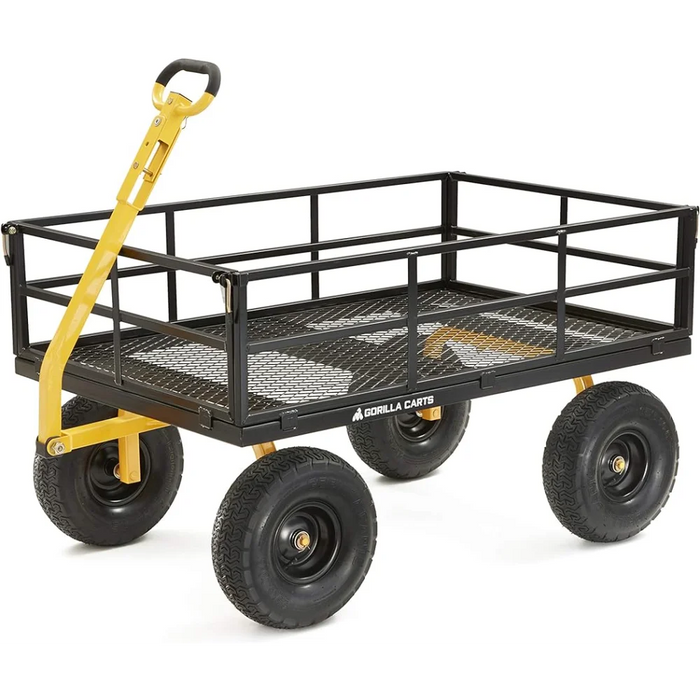 Heavy-Duty 2-in-1 Convertible Utility Cart with Removable Sides, 12 cu ft, 1400 lb Capacity