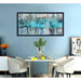 Sleek Gray Green Abstract Wall Art with Elegant Metal Details - Modern Home Decor