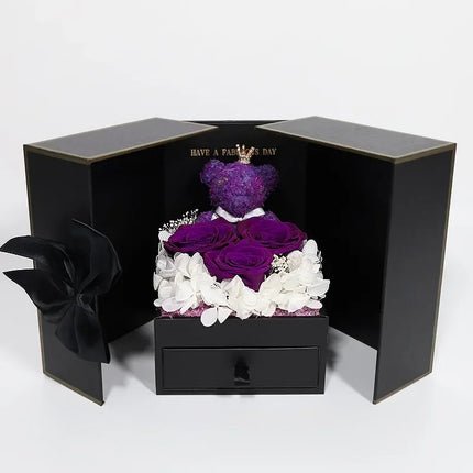 Shop1105335996 Valentine's Bear Flower Gift Box with Necklace & Lipsti