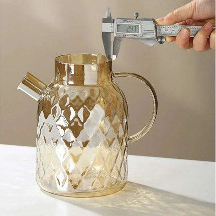 Elegant Borosilicate Glass Teapot with Bamboo Lid - Sleek Cold Water Kettle for Aromatic Teas