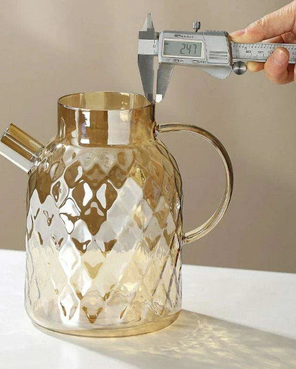 Elegant Borosilicate Glass Teapot with Bamboo Lid - Sleek Cold Water Kettle for Aromatic Teas