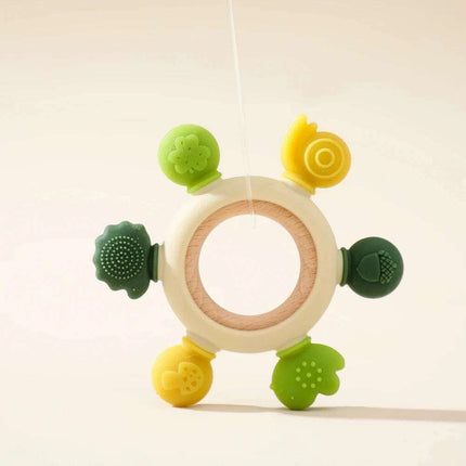 Eco-Friendly Handmade Crochet Baby Rattle with Wooden Teether