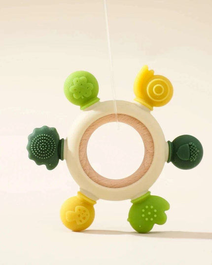 Eco-Friendly Handmade Crochet Baby Rattle with Wooden Teether