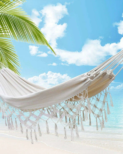 Chic Bohemian Macrame Hammock with Handcrafted Tassels
