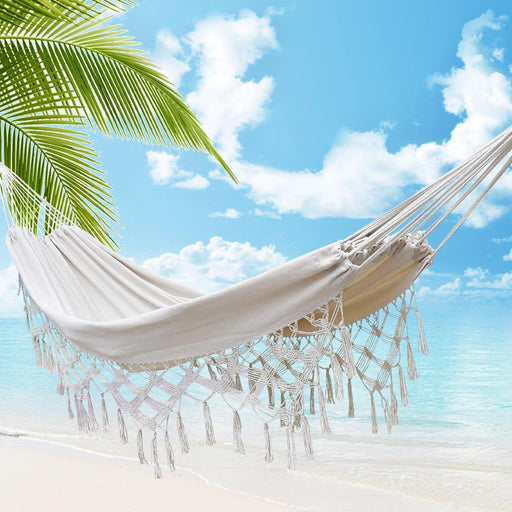 Chic Bohemian Macrame Hammock with Handcrafted Tassels