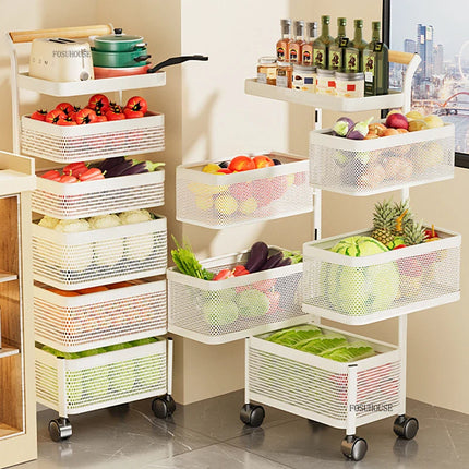 Nordic Stainless Steel Kitchen Trolley with Wheels & Rotating