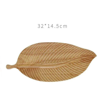 Nature-Inspired Wooden Leaf Tray - Elegant Serving and Decor Centerpiece