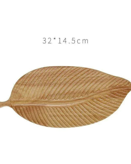 Nature-Inspired Wooden Leaf Tray - Elegant Serving and Decor Centerpiece