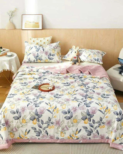 Dinosaur Delight Summer Quilt for Kids - Fun Floral Patterns for Boys' Room Decor