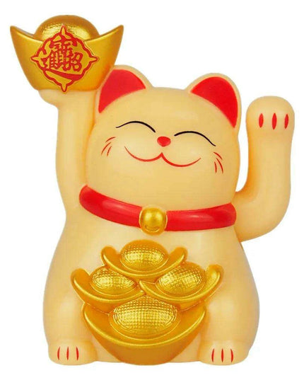 Solar-Powered Waving Lucky Cat Figurine - A Symbol of Joy and Good Fortune