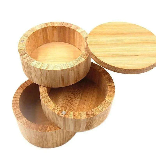 Sustainable Bamboo Spice Organizer with Measuring Spoon - Elegant Kitchen Storage Solution