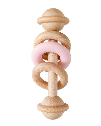 Eco-Friendly Handmade Crochet Baby Rattle with Wooden Teether