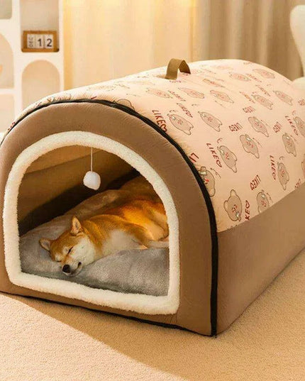 Winter Cozy Cave Bed for Pets - Snuggle Spot for Cats and Dogs