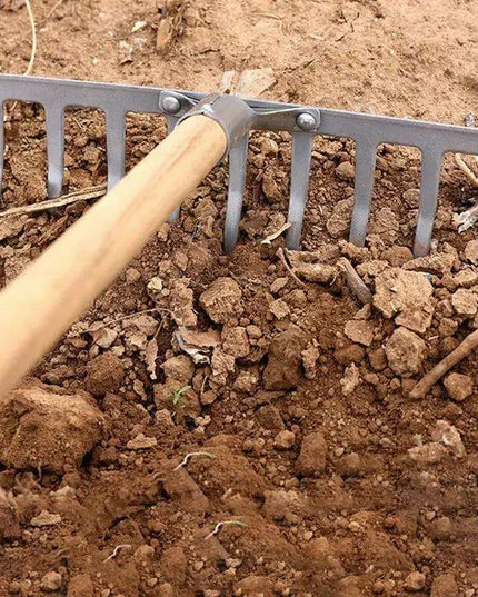 Durable Carbon Steel Gardening Rake Set for Effective Soil Preparation and Weeding