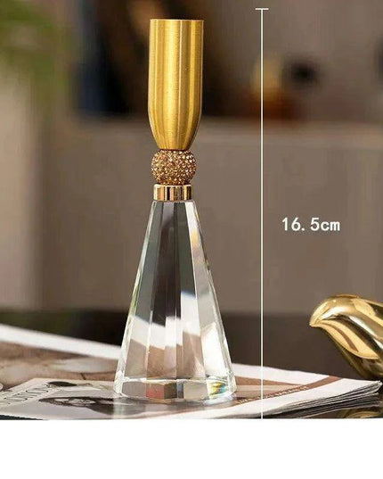 Glistening Golden Lotus Candle Stand with Crystal Floral Details - Exquisite Wedding Centerpiece