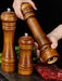 Stylish Wooden Salt and Pepper Grinder Set with Adjustable Ceramic Mechanisms and Elegant Stand