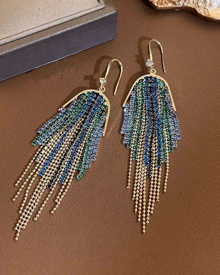Sparkling Rhinestone and Tassel Earrings - Elegant Fashion Accent