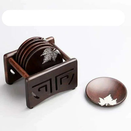 Elegant Ebony Square Zen Tea Ceremony Set with Wooden Tray