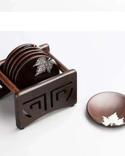 Elegant Ebony Square Zen Tea Ceremony Set with Wooden Tray