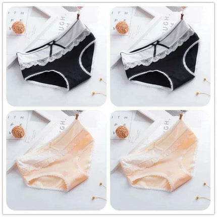 Elegant Lace Briefs Set for Teens – 4-Pack Comfort Underwear for Ages 9-20