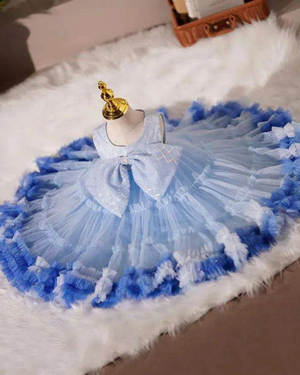 Elegant Baby Baptism Dress with Bow and Sequins for Special Occasions