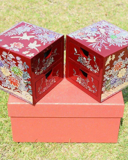 Luxurious Mother of Pearl Jewelry Organizer with Four Drawer Compartments – A Thoughtful Gift for Loved Ones