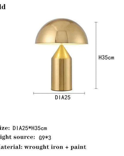Sophisticated Nordic Mushroom LED Lamp with Gold Accents - Modern Illumination for Home and Office