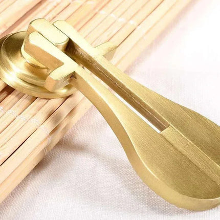Lute-Shape Brass Cabinet Handle — Single Hole Pull for Drawers, Wardrobes & Bookcases