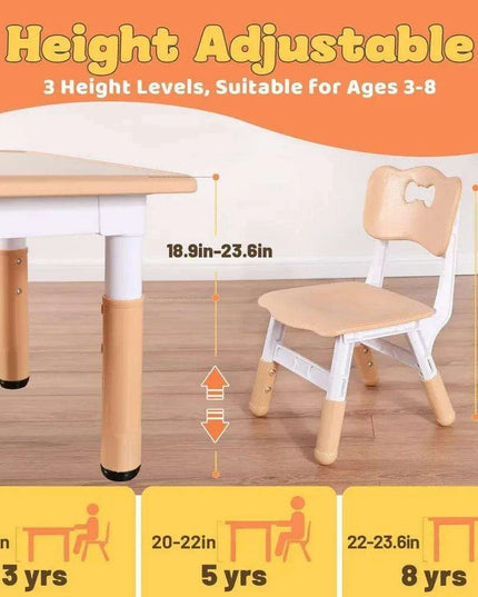 Adjustable Kids Art & Craft Table Set with Waterproof Clean Surface - Ideal for Ages 3-8