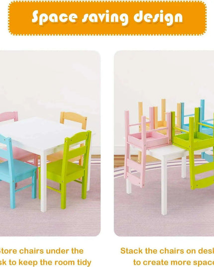 Vibrant Wooden Kids' Activity Table and Chair Set with 4 Seats - Ideal for Creative Play and Learning