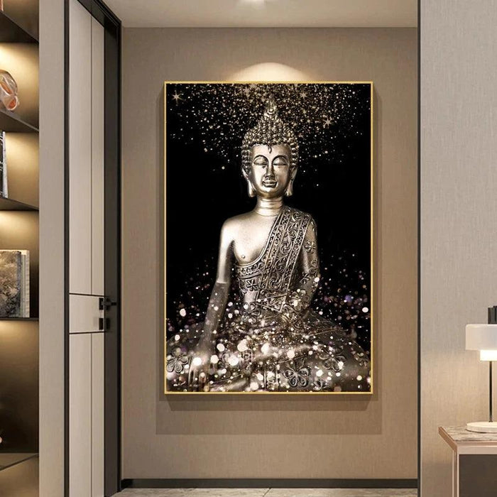 Buddha's Serene Aura: Personalized Canvas Artwork for Home and Office Interiors