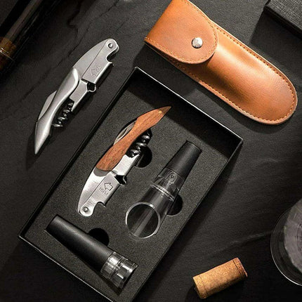 Custom Engraved Stainless Steel Wine Opener Set - Ideal Gift for Wine Lovers and Groomsmen