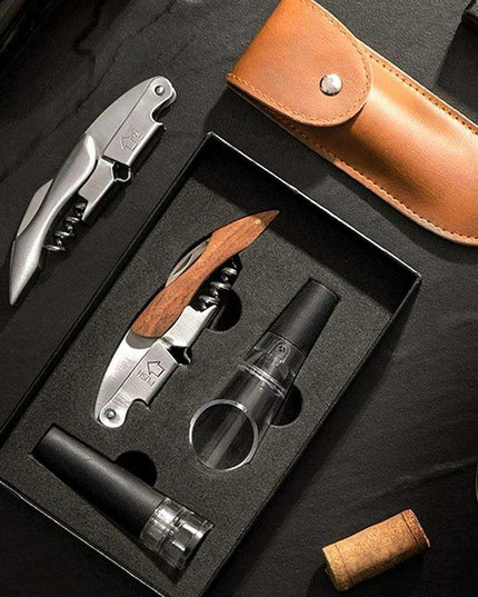 Custom Engraved Stainless Steel Wine Opener Set - Ideal Gift for Wine Lovers and Groomsmen