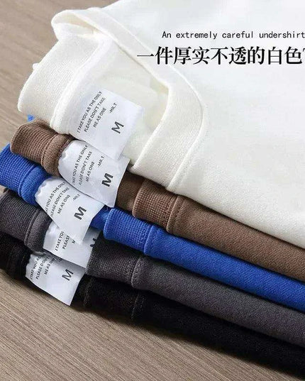 Premium 500g Pure Cotton Short Sleeve T-Shirt with Reinforced Neckline in Classic Black and White