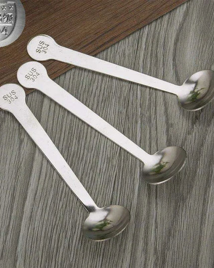 Sleek Stainless Steel Spice Storage and Dispensing Set with Spoon