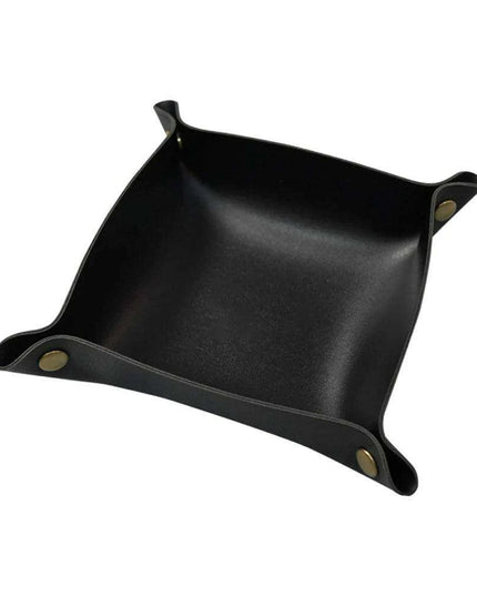Chic Faux Leather Folding Valet Tray - Elegant Organizer for Home and Office