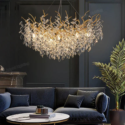 Luxury Gold LED Chandelier — Round & Linear | 6 Sizes | Living Room & Hotel