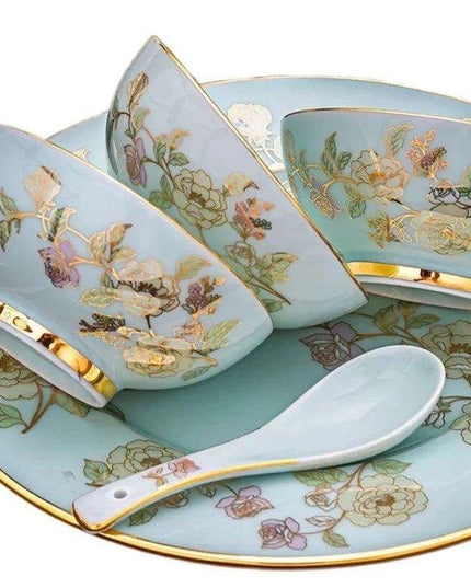 Exquisite Green Porcelain Chinese Dining Set - Ideal for Entertaining and Gifting