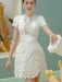 A-line Dress with 3D Floral Accents for Women's Evening