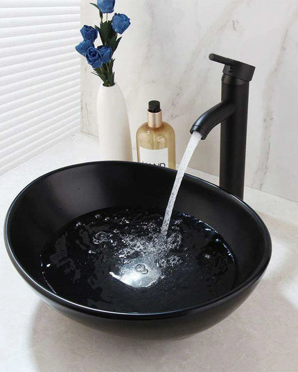 Artisan Hand-Painted Tempered Glass Sink Ensemble with Modern Chrome Faucet